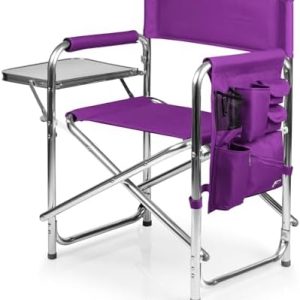 ONIVA - a Picnic Time brand - Sports Chair with Side Table, Beach Chair, Camp Chair for Adults, (Purple)