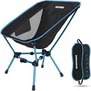 MARCHWAY Lightweight Folding Camping Chair, Portable Foldable Compact for Outdoor Camp, Travel, Beach, Picnic, Festival, Hiking, Backpacking, Supports 330Lbs (Blue)