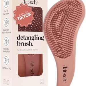 Kitsch Detangler Hair Brush for Curly or Straight, Wet and Dry Hair, Detangling Brush with Flexible Hairbrush Bristles, Hair brushes for Women & Men, Adults & Kids, for Shower & Travel - Terracotta