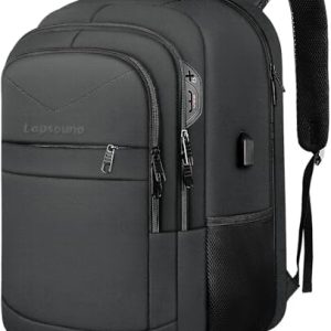 Travel Backpack, Large Carry on Backpack, 17 Inch Laptop Bag, Big Sturdy TSA-Friendly with USB Port College School Rucksack Bag, Gifts for Him Men Women, Black