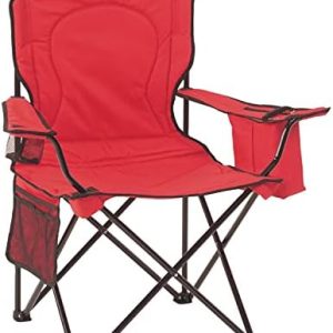 Coleman Portable Quad Camping Chair with 4-Can Cooler, Cushioned Seat & Back with Side Pockets & Cup Holder, Carry Bag Included