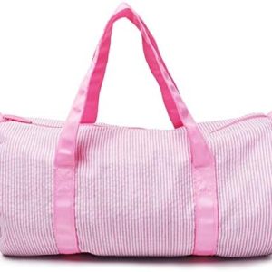 Gabigaba Kids Travel Overnight Bag Seersucker Carry On Lightweight Weekender Duffel Bag for Boys and Girls (Pink)