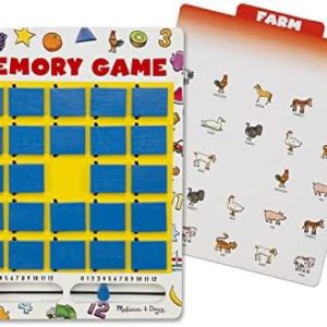 Melissa & Doug Flip to Win Travel Memory Game - Wooden Game Board, 7 Double-Sided Cards Road Trip Essentials For Kids, Hangman For Kids, Memory Toy For Toddlers And 5+