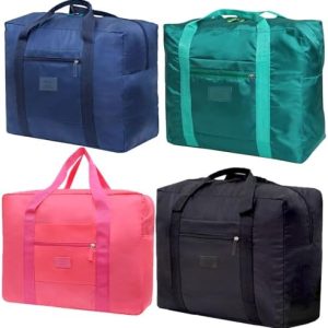 Travel Duffel Bag Lightweight Foldable Travel Bag for Women and Men Waterproof Tote Carry On Luggage Bag Weekender Overnight Bag (Blue+Green+Red+Black)