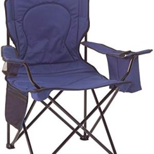 Coleman Portable Quad Camping Chair with 4-Can Cooler, Cushioned Seat & Back with Side Pockets & Cup Holder, Carry Bag Included