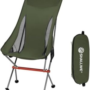 Camping Chairs, All Aluminum Frame Portable Folding Camp Chair for Adults, Heavy Duty High Back Collapsible with Built-in Pillow, Side Pocket, Carry Bag for Backpacking, Hiking, Beach