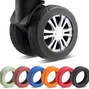 8 Pcs Upgrade Luggage Wheel Covers, Carry On Luggage Suitcases,Wear-Resistant, Anti-Noise, Silicone Wheel Protective Covers for 2-2.4" Spinner Wheel,Essential Travel Accessories (Black)